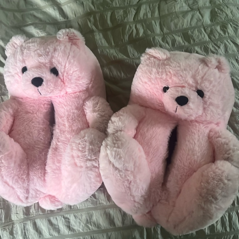 Teddy Bear Plush Bear Slippers Fuzzy Soft Anti-Slip